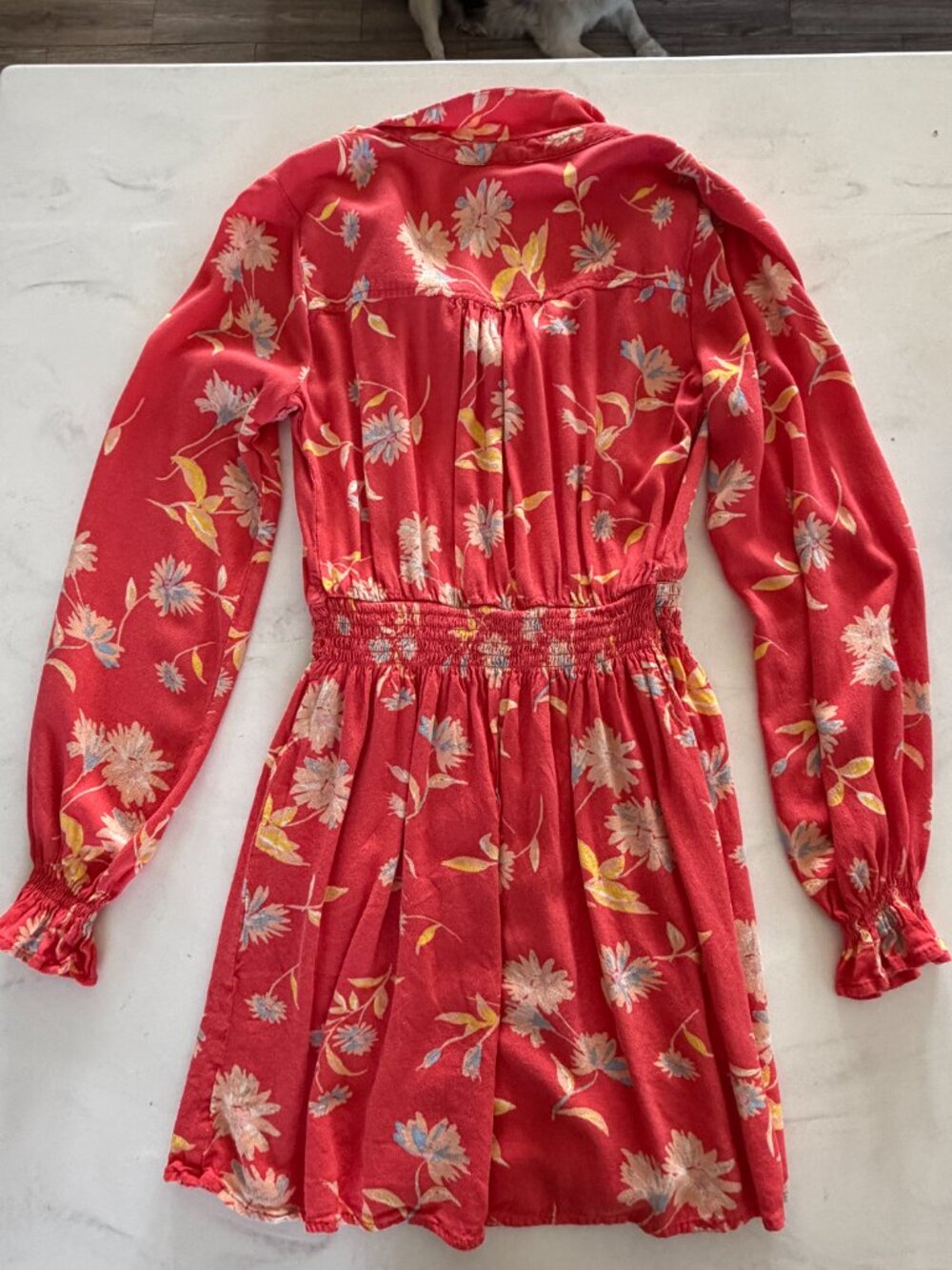 Free People Ruthie Floral Mini Dress Red Boho Long Sleeve Size S - Picture 7 of 10
